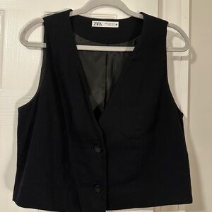 Zara Black Buttoned Vest